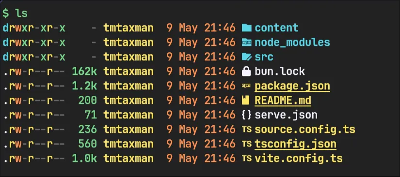 a screenshot of eza in a terminal